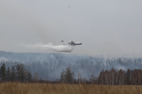Для защиты населенных пунктов и тушения природных пожаров в Приморье МЧС России направило самолет Бе-200 ЧС