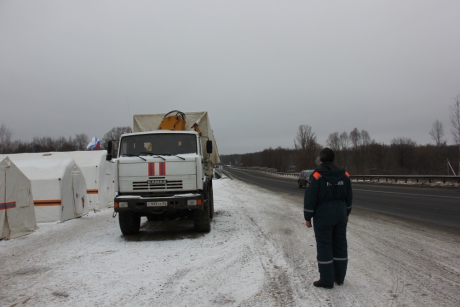 Мобильный городок жизнеобеспечения развернут на федеральной трассе М-7 (видео)