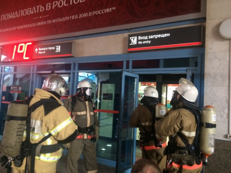 При подготовке к Чемпионату мира по футболу FIFA-2018 пожарные провели учение на железнодорожном вокзале в г. Ростов-на-Дону