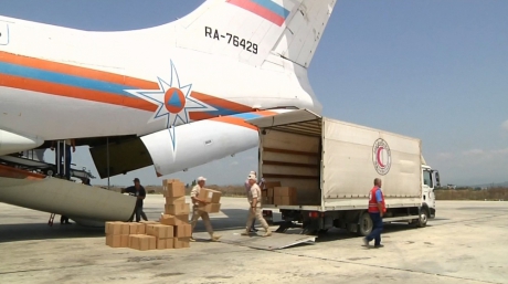 Более 30 тонн гуманитарной помощи доставлено из России в Сирию самолетом Ил-76 МЧС России